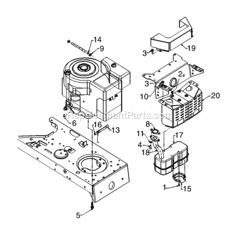 Muffler  Engine Accessories Tecumseh Diagram and Parts List for 2000 Yard Machines Lawn Tractor